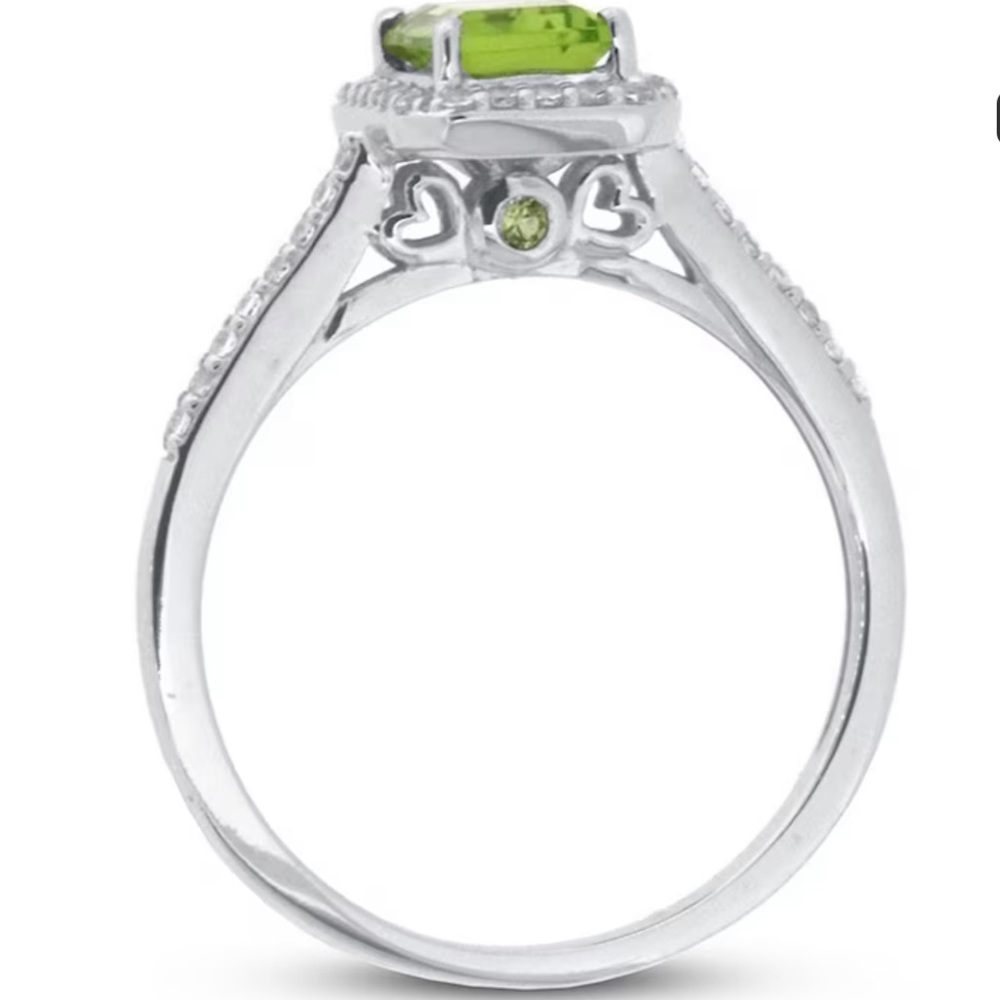 Peridot & White Topaz Ring 10K White Gold